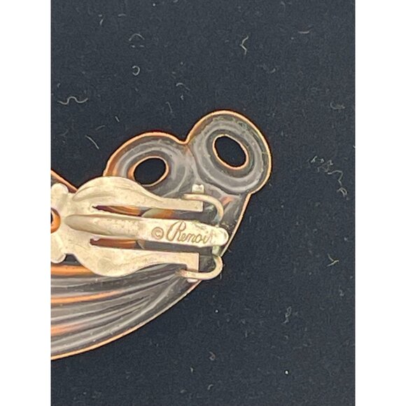 Coro Pair Clip On Earrings Rose Gold Tone Approx 1.75" - Picture 8 of 10